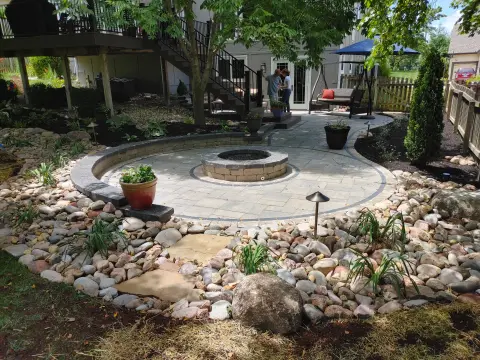 Brown paver patio